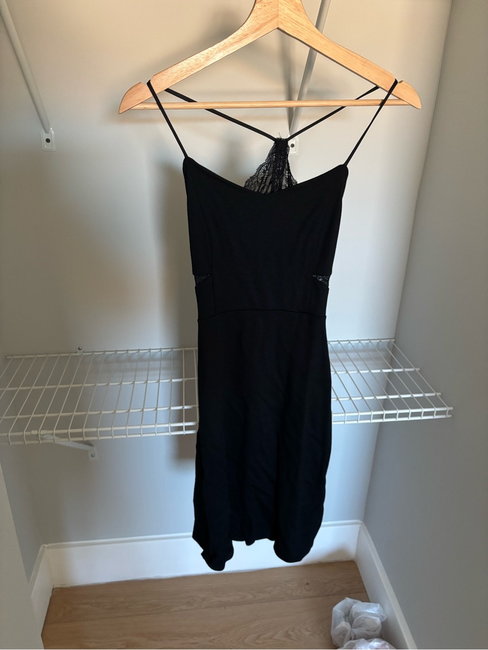 Express Black Strapless Lace-Back Dress